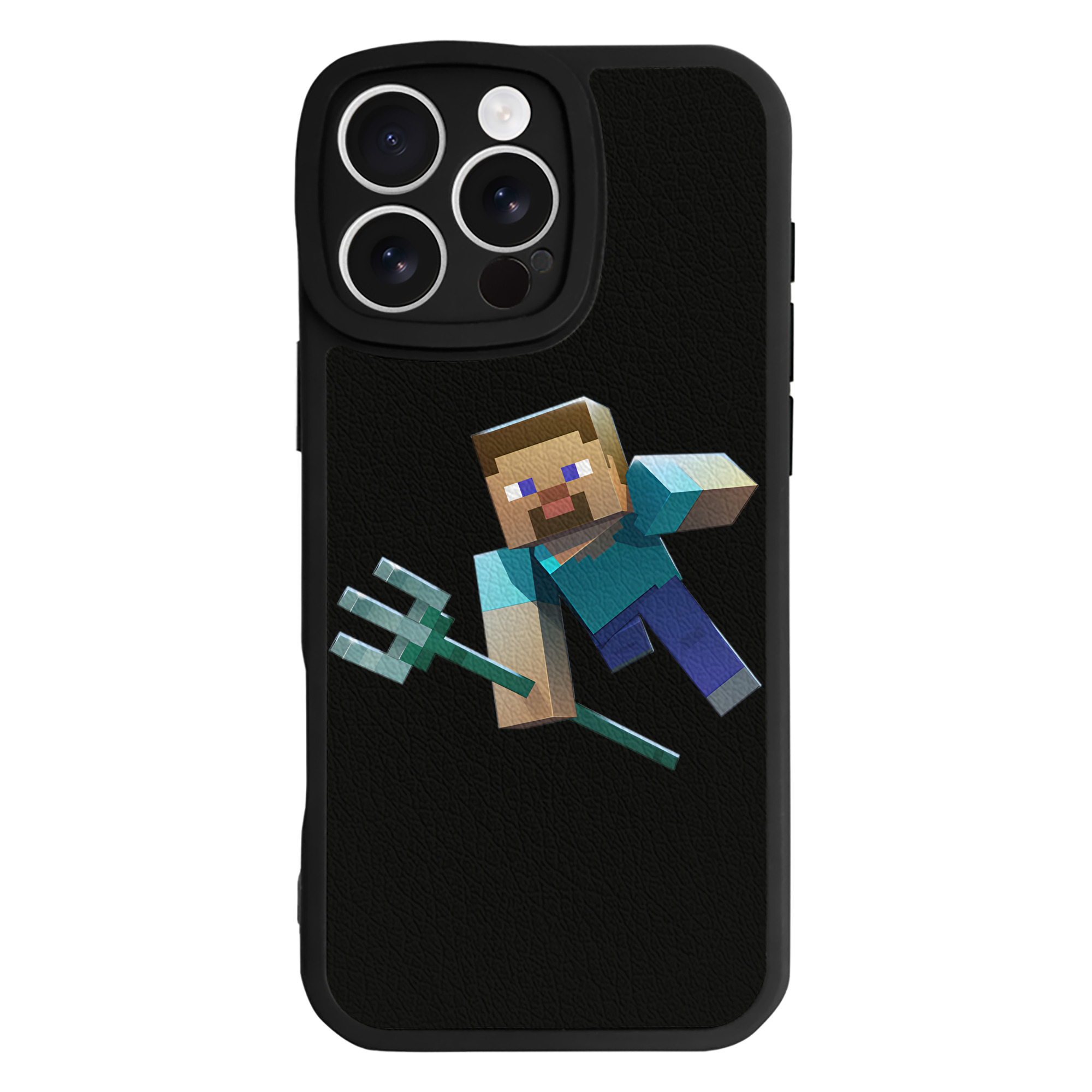 （画像用） マインクラフト ブロックの世界 Minecraft MC Block world 【iPhone 16シリーズ対応】シリコンスマホケース（レザー調） 材質：シリコン